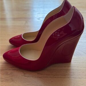 Christian Louboutin Red Patent Tanja Wedge Pumps